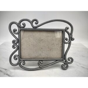 Jennifer Moore Ironworks 3.5x5" Silver Tone Metal Picture Frame Swirled Curves